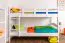 Etagenbett für Kinder 90 x 200 cm | Massivholz: Buche | Weiß Lackiert | umbaubar in 2 Einzelbetten | inkl. Rollroste Abbildung