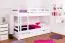 90 x 200 cm Stockbett mit Stauraum / 2 Schubladen für Kinder Massivholz: Buche | Weiß Lackiert | umbaubar in 2 Einzelbetten | Premium-Qualität | inkl. Rollroste Abbildung