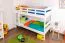 Etagenbett für Kinder 90 x 200 cm | Massivholz: Buche | Weiß Lackiert | umbaubar in 2 Einzelbetten | inkl. Rollroste Abbildung