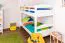 Etagenbett für Kinder 90 x 200 cm | Massivholz: Buche | Weiß Lackiert | umbaubar in 2 Einzelbetten | inkl. Rollroste Abbildung