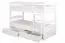 Stockbett mit Stauraum / 2 Schubladen für Jugendliche 90 x 200 cm | Massivholz: Buche | Weiß Lackiert | umbaubar in 2 Einzelbetten | Premium-Qualität | inkl. Rollroste Abbildung