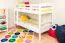 Stockbett für Kinder 90 x 200 cm | Massivholz: Buche | Weiß Lackiert | umbaubar in 2 Einzelbetten | inkl. Rollroste Abbildung