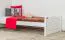 Einzelbett / Gästebett Kiefer massiv Vollholz weiß 82, inkl. Lattenrost - 90 x 200 cm (B x L)