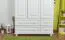 Kleiderschrank Kiefer Vollholz massiv weiß lackiert 017 - Abmessung 190 x 120 x 60 cm (H x B x T)