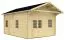 Holz-Gartenhaus 6,95 x 4,9 Meter (inkl. Dach) | 6 Fenster | 70 mm Blockbohlen |natur unbehandelt | Satteldach | inkl. Fußboden | aus nordischer Fichte Abbildung