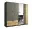 Drehtürenschrank / Kleiderschrank mit einer Spiegeltür Dionysos 01, 2,2 Meter breit, zwei Schubladen, Farbe: Eiche Artisan / Graphitgrau, zwei Kleiderstangen