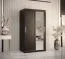 Eleganter Kleiderschrank mit einer Spiegeltür Liskamm 28, Farbe: Schwarz matt - Abmessungen: 200 x 100 x 62 cm (H x B x T), mit fünf Fächern und zwei Kleiderstangen