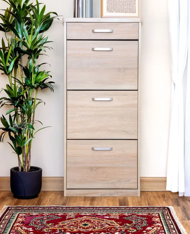 Schuhschrank Pamanukan 05, Farbe: Sonoma Eiche - Abmessungen: 136 x 60 x 30 cm (H x B x T)