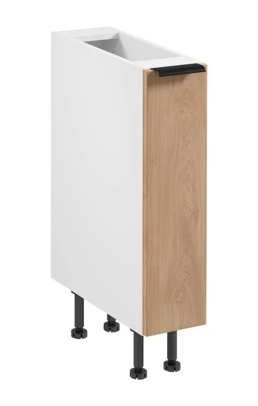 Küchenunterschrank / Apothekerschrank | 1 Schublade mit 2 Regalen | Farbe: Weiß / Eiche Puccini | Soft-Close Funktion | 20 x 52 x 87 cm | schmal | verstellbare Beine | Metallgriff
