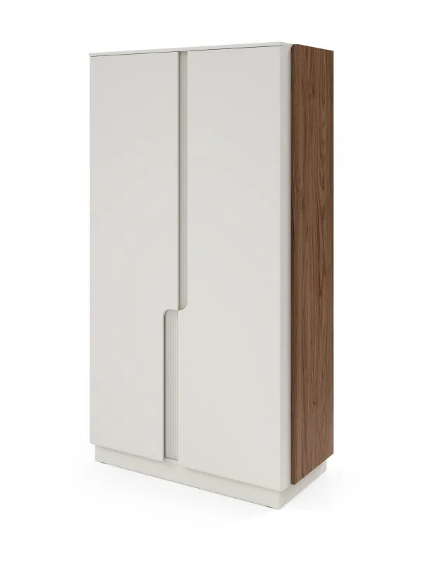 Kleiderschrank | Farbe: Kaschmir / Alba-Walnuss | 2 Drehtüren | 1 Kleiderstange | 6 Fächer | 103 x 52 x 195 cm | Push-to-open Funktion | Drehtürenschrank