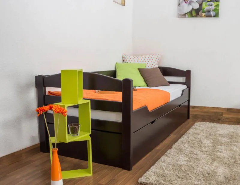 Schubladenbett Buche 90 x 200 cm Schokobraun Abbildung