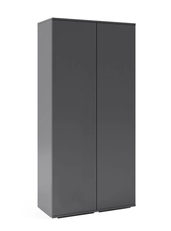 Einfacher Kleiderschrank mit zwei Fächer Zapopan 26, zwei ausziehbare Kleiderstangen, Farbe: Grafit, Maße: 185 x 90 x 40 cm, modernes Design