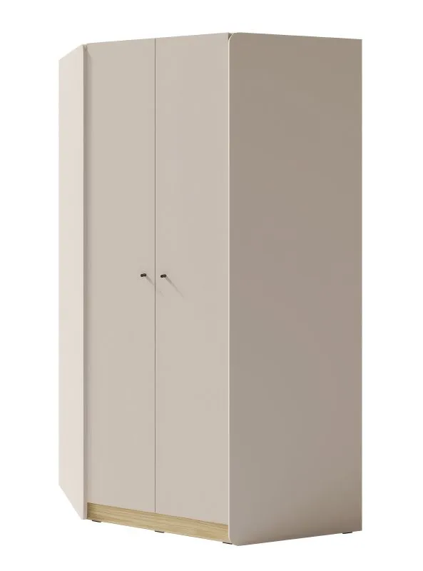 Eckkleiderschrank Sampont 02, Beige / Eiche hell, 195 x 95 x 95 cm, mit 10 Fächern und 2 Kleiderstangen, ABS-Kanten, stabil und langlebig