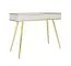 Wohnzimmer - Set B Horsham, 3-teilig, Farbe: Weiß, ABS-Kanten, Push-to-open Funktion, Beine: Gold, eine schmale Kommode, eine lange Kommode, ein Schminktisch