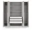 Kleiderschrank | Drehtürenschrank | 4-türig | 200 x 61 x 210 cm | Farbe: Platingrau | 3 Kleiderstangen | 7 Fächer | ABS-Kanten | Edegem 01
