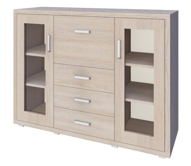 Vitrine Kerowagi 17, Farbe: Sonoma Eiche - Abmessungen: 105 x 140 x 41 cm (H x B x T)