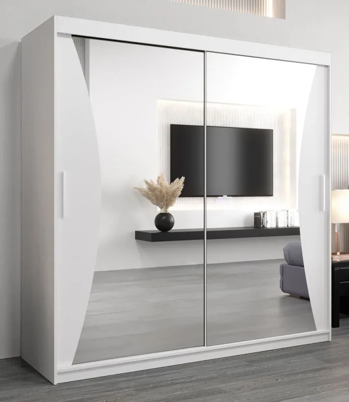 2 Meter breiter Kleiderschrank mit 2 Türen | Farbe: Weiß Abbildung