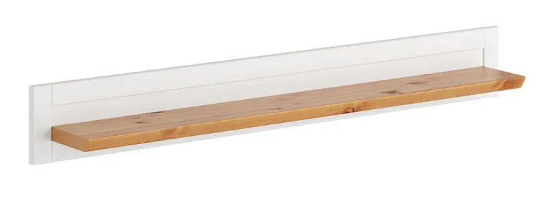 Hängeregal / Wandregal Bresle 06, Kiefer massiv, Farbe: Weiß / Natur - Abmessungen: 20 x 150 x 20 cm (H x B x T)