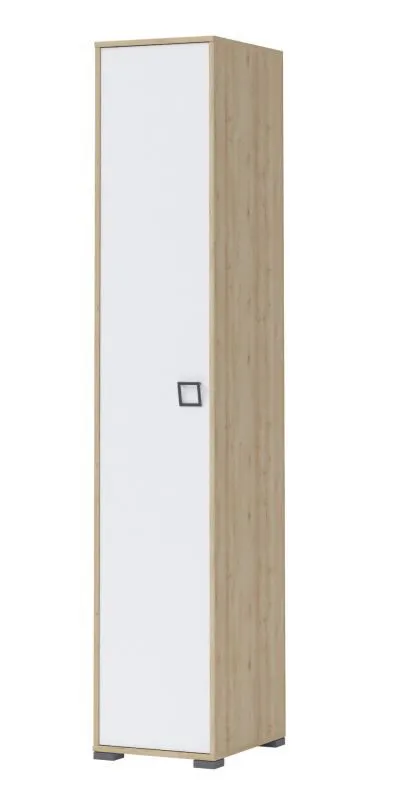 Schmaler 44 cm breiter Kleiderschrank mit 1 Tür | Kleiderstange | Farbe: Buche Abbildung