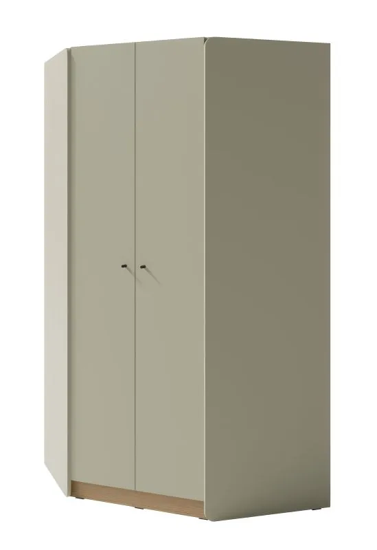 Eckkleiderschrank Sampont 02, Mintgrün / Eiche dunkel, 195 x 95 x 95 cm, mit 10 Fächern und 2 Kleiderstangen, ABS-Kanten, stabil und langlebig