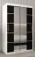Schiebetürenschrank / Kleiderschrank Jan 02D mit Spiegel, Farbe: Weiß matt / Schwarz - Abmessungen: 200 x 120 x 62 cm (H x B x T)