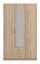 Dreitüriger Kleiderschrank mit einer Spiegeltür Kovin 04, 1,2 Meter breit, Farbe: Eiche Sonoma, zwei Schubladen, Maße: 205 x 120 x 52 cm, fünf Fächer