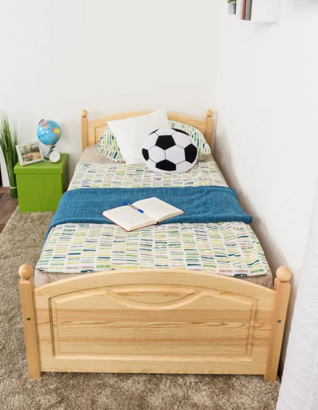 Kinderbett / Jugendbett Kiefer massiv Vollholz natur 82, inkl. Lattenrost - 100 x 200 cm (B x L)