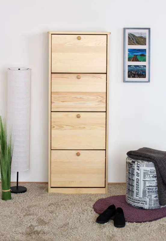 Schuhschrank Kiefer Vollholz massiv natur Junco 211 - Abmessung: 150 x 58 x 30 cm (H x B x T) 
