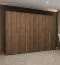 Kleiderschrank mit vier Kleiderstangen | Farbe: Walnuss | 3 Meter breit | vier Fächer | vier Türen | Soft-Close-Funktion | Griffe: Gold | für Schlafzimmer