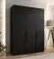 Drehtürenschrank / Kleiderschrank | Farbe: Schwarz | 3-Türig | Griffe: Schwarz | 2 Fächer | 2 Kleiderstangen | Maße: 150 x 52 x 202 cm | Soft-Close-Funktion