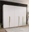 Kleiderschrank | Farbe: Weiß | 5-Türig | 3 Fächer | Griffe: Gold | 3 Kleiderstangen| Soft-Close-Funktion | Maße: 250 x 52 x 202 cm | ABS-Kanten