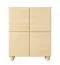 Kommode | 4 Türen | Farbe: Eiche Vicenza | 8 Fächer | Push-to-open Funktion | 100 x 38 x 125 cm | Highboard | ABS-Kanten | Holzbeine | weiche Linien
