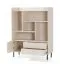 Wohnzimmer Set | 3-teilig | Farbe: Beige mit Holzstruktur | 1 Wandregal | 1 Kommode | 1 Kommode mit offenen Fächer | schlichtes und stilvolles Design