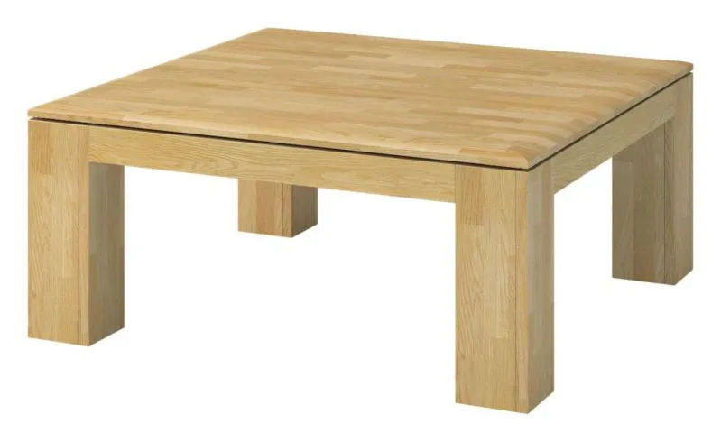 Massivholz Couchtisch Loungetisch Eiche Natur 48x90x90 cm, Wohnzimmertisch Beistelltisch Clubtisch massiv Abbildung