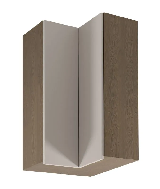 Küchenhängeschrank / Eckhängeschrank | 2 Drehtüren | Farbe: Eiche Baltic Storm / Beige | Soft-Close Funktion | 3 Fächer | 60 x 60 x 100 cm | hochwertig Verarbeitet