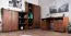 Schreibtisch Mojokerto 06, Farbe: Walnuss / Schwarz - Abmessungen: 77 x 160 x 60 cm (H x B x T)