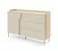 Kommode | Farbe: Eiche Mavelie / Macadamia | 1 Drehtür | 3 Schubladen | 143 x 42 x 95 cm | Push-to-open Funktion | Metallbeine | für Wohnzimmer