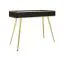 Wohnzimmer - Set F Horsham, 3-teilig, Farbe: Schwarz, Push-to-open Funktion, eine schmale Kommode, ein Sideboard, ein Schminktisch, ABS-Kanten, Beine: Gold