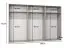 Drehtürenschrank | Farbe: Schwarz | ABS-Kanten | 3 Meter breit | 3 Kleiderstangen | Soft-Close-Funktion | Griffe: Kaschmir | 3 Fächer | Maße: 300 x 52 x 202 cm