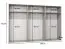 Schlafzimmerschrank mit Spiegel | 3 Fächer | Farbe: Kaschmir | 3 Kleiderstangen | Kleiderschrank | Griffe: Schwarz | Maße: 300 x 52 x 202 cm | Soft-Close-Funktion