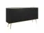 Wohnzimmer - Set F Horsham, 3-teilig, Farbe: Schwarz, Push-to-open Funktion, eine schmale Kommode, ein Sideboard, ein Schminktisch, ABS-Kanten, Beine: Gold