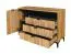 Sideboard mit drei Schubladen Calmuco 08, Farbe: Eiche Craft Gold / Schwarz, Maße: 86,5 x 129 x 40,5 cm, Griffe & Beine: Metall, drei Fächer, hohe Qualität