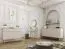 Wohnzimmer - Set D Horsham, 3-teilig, Farbe: Beige, Push-to-open Funktion, Beine: Gold, eine schmale Kommode, ein Sideboard, ein Schminktisch, ABS-Kanten