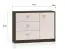 Kommode / Sideboard Mackenzie 05 | Farbe: Eiche Dunin / Kaschmir Hochglanz | Maße: 117 x 40 x 85 cm | Griffe: Metall | 1 Tür | 3 Schubladen | Soft-Close