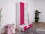 Kinderzimmer - Drehtürenschrank / Kleiderschrank Walter 03, Farbe: Weiß / Rosa Hochglanz - 191 x 80 x 40 cm (H x B x T)