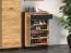 Schuhschrank Lautela 04, Farbe: Eiche / Schwarz - Abmessungen: 91 x 60 x 34 cm (H x B x T), mit 1 Schublade, 2 Türen und 4 Fächern