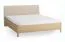 Doppelbett | Eiche massiv | 180 x 200 cm | Farbe: Eiche / Beige | weich gepolsterte Kopfstütze | inkl. Lattenrost | dezent abgerundete Form
