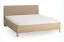 Doppelbett | Eiche massiv | 180 x 200 cm | Farbe: Eiche / Taupe | weich gepolsterte Kopfstütze | inkl. Lattenrost | dezent abgerundete Form