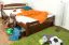 Einzelbett / Funktionsbett "Easy Premium Line" K4, inkl. 2 Schubladen und 1 Abdeckblende, 140 x 200 cm Buche Vollholz massiv dunkelbraun lackiert