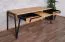 Schreibtisch Kastav 49, Farbe: Eiche / Schwarz, teilmassiv - 79 x 180 x 75 cm (H x B x T)